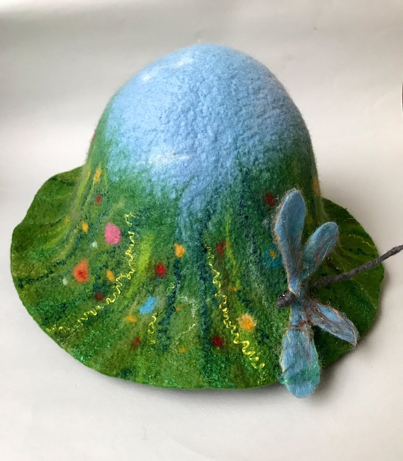 Saunahut Für Die Frau Gefilzte Merinowolle Gefilzt "Meadow & Dragonfly" von Etsy - Saunaworld