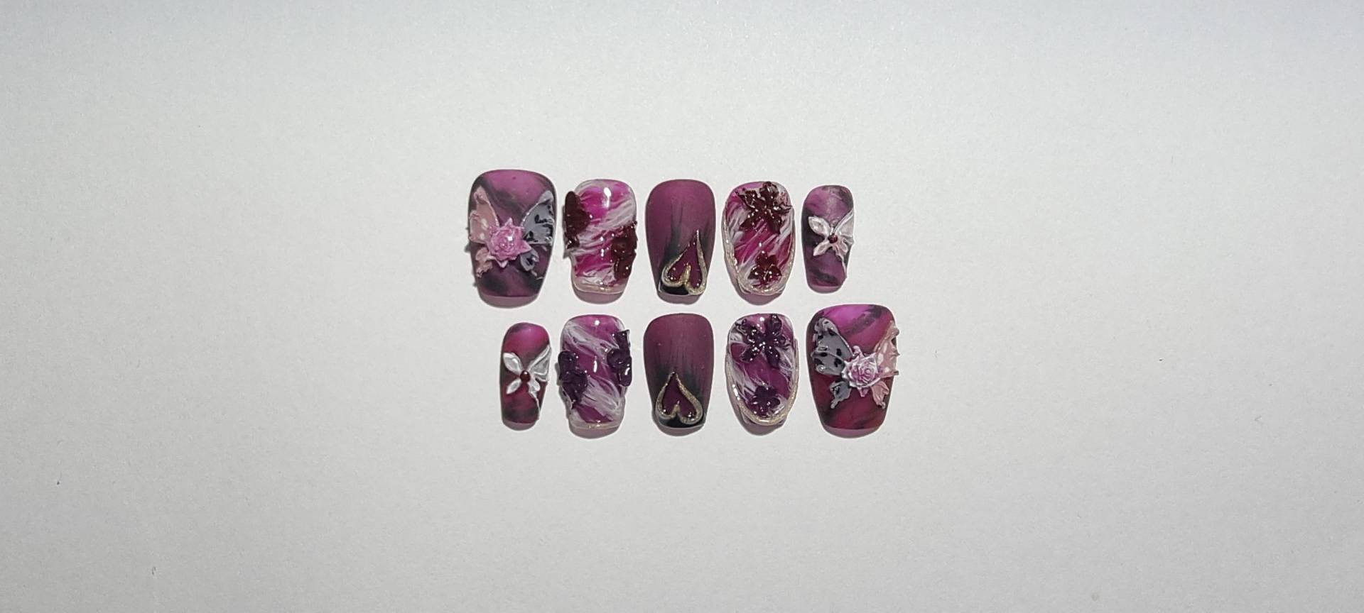 Romantisch Dark Romance - Press On Nails Mit 3D Kunst Romantisch Dark Romance - Press On Nails Mit 3D Kunst von Etsy - SchatLy