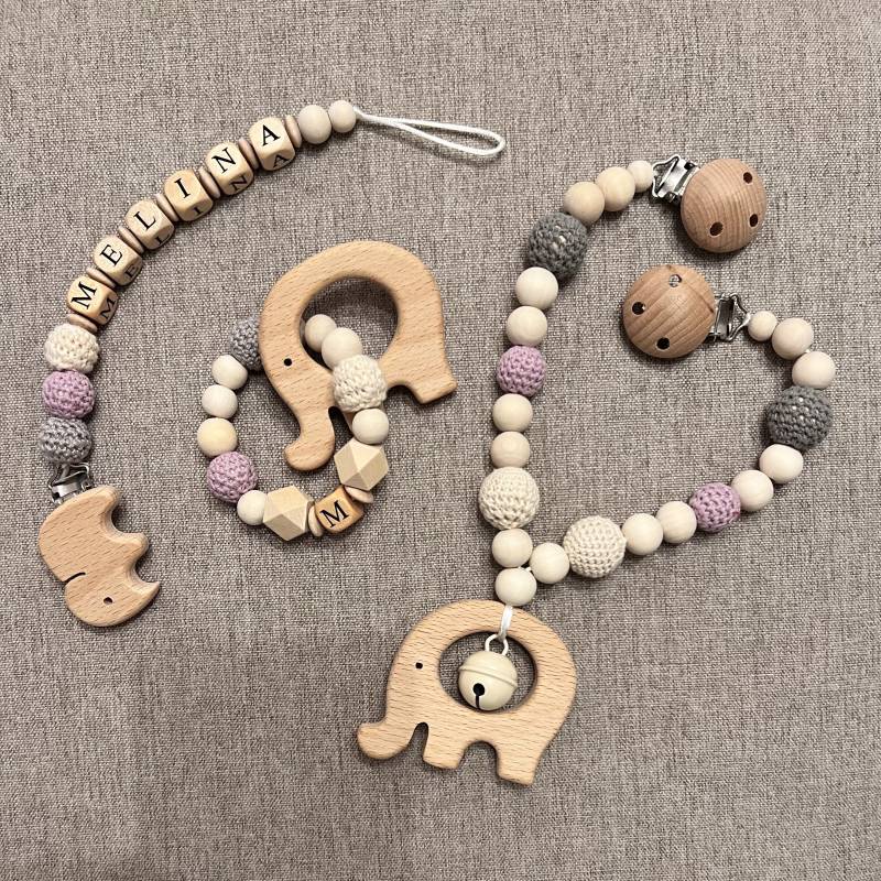 Elefanten Set | Greifling Schnullerkette Kinderwagenkette Elefanten Set | Greifling Schnullerkette Kinderwagenkette von Etsy - SchnullerWunderShop