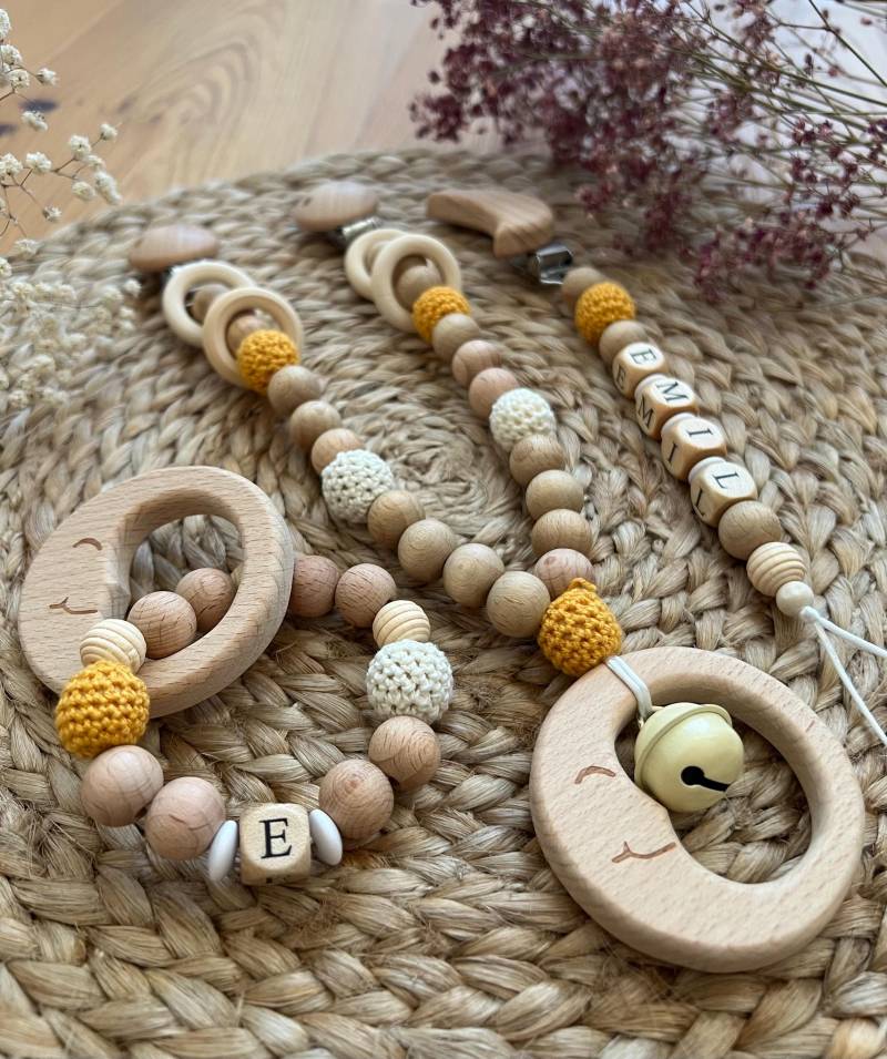Mond Set | Greifling Schnullerkette Kinderwagenkette von Etsy - SchnullerWunderShop