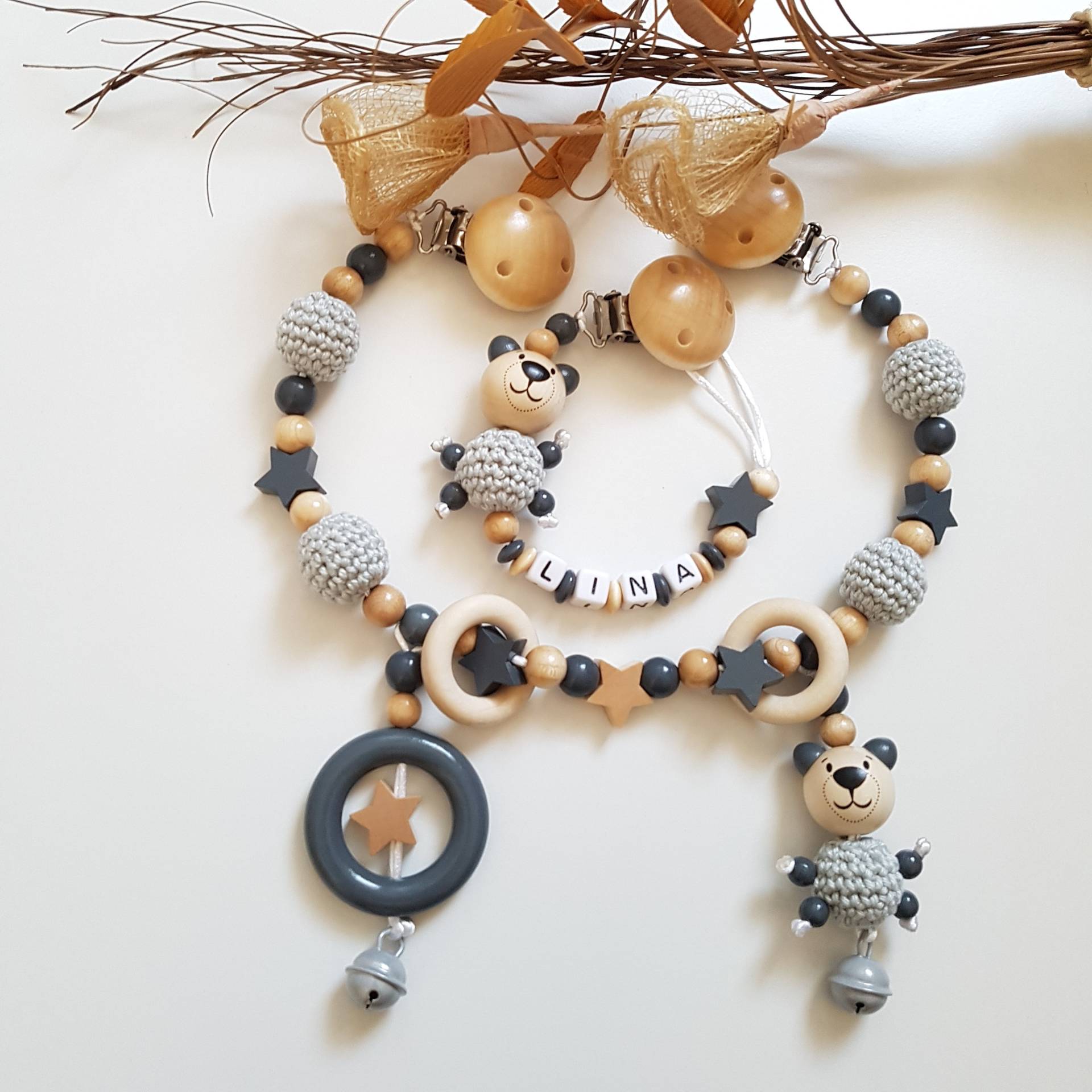 Kinderwagenkette| Schnullerkette Grau/Beige | Bär |Unisex Babygeschenke Zur Geburt Kinderwagenkette| Schnullerkette Grau/Beige | Bär |Unisex Babygeschenke Zur Geburt von Etsy - SchnullerkettenHaSi