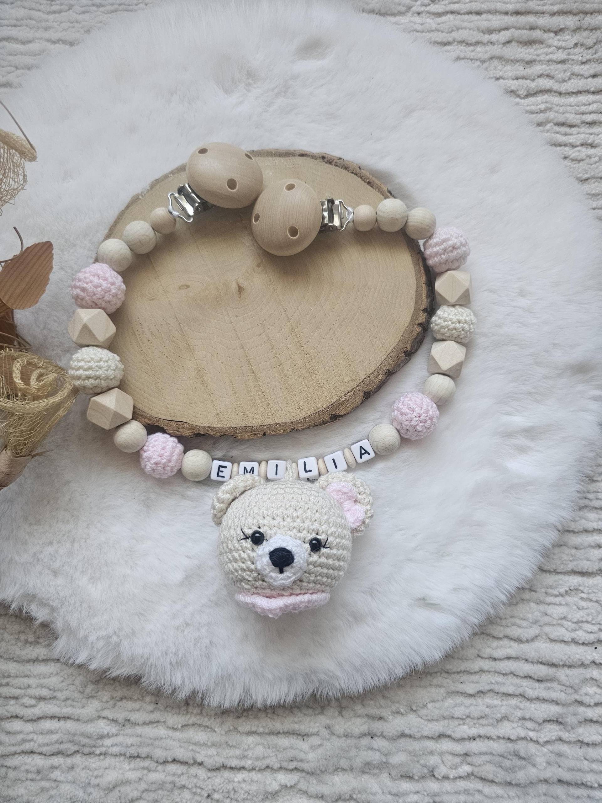 Personalisierte Schnullerkette | Kinderwagenkette Mit Namen Unisex Bär von Etsy - SchnullerkettenHaSi