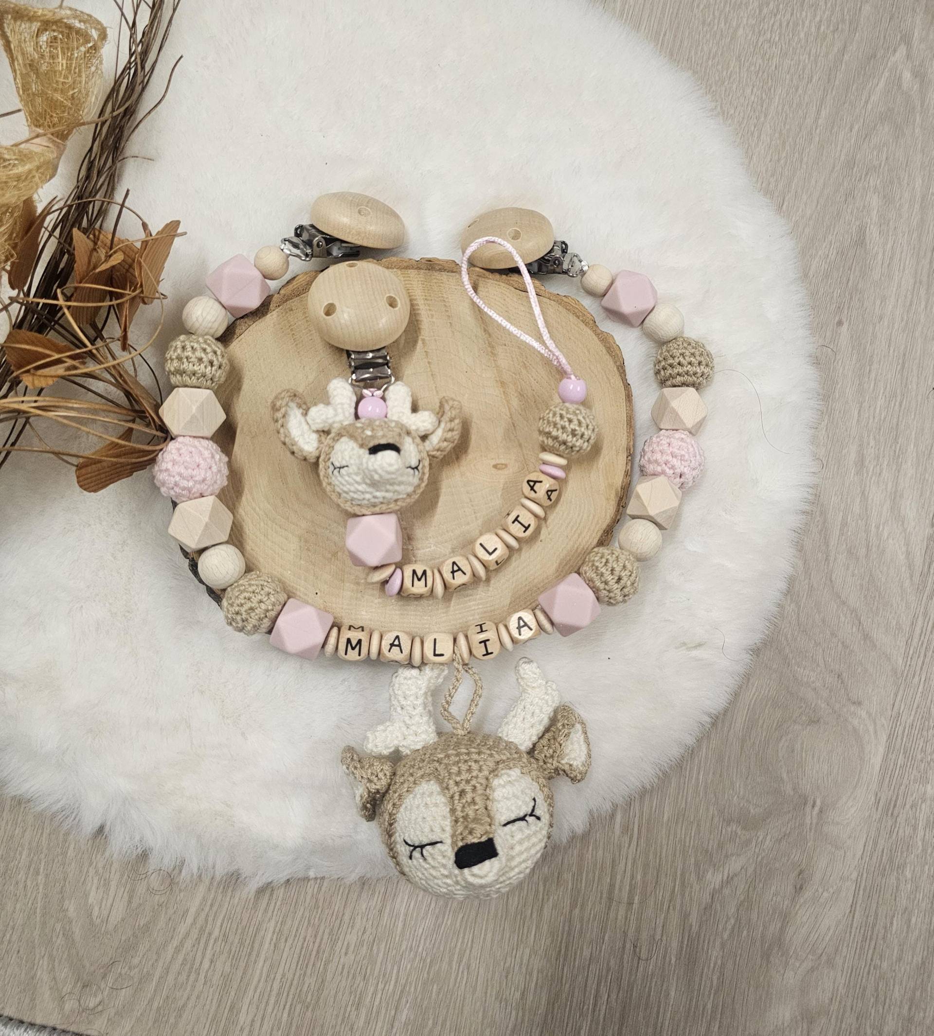Rehkitz Kinderwagenkette, Schnullerkette Mit Namen, Babygeschenke von Etsy - SchnullerkettenHaSi