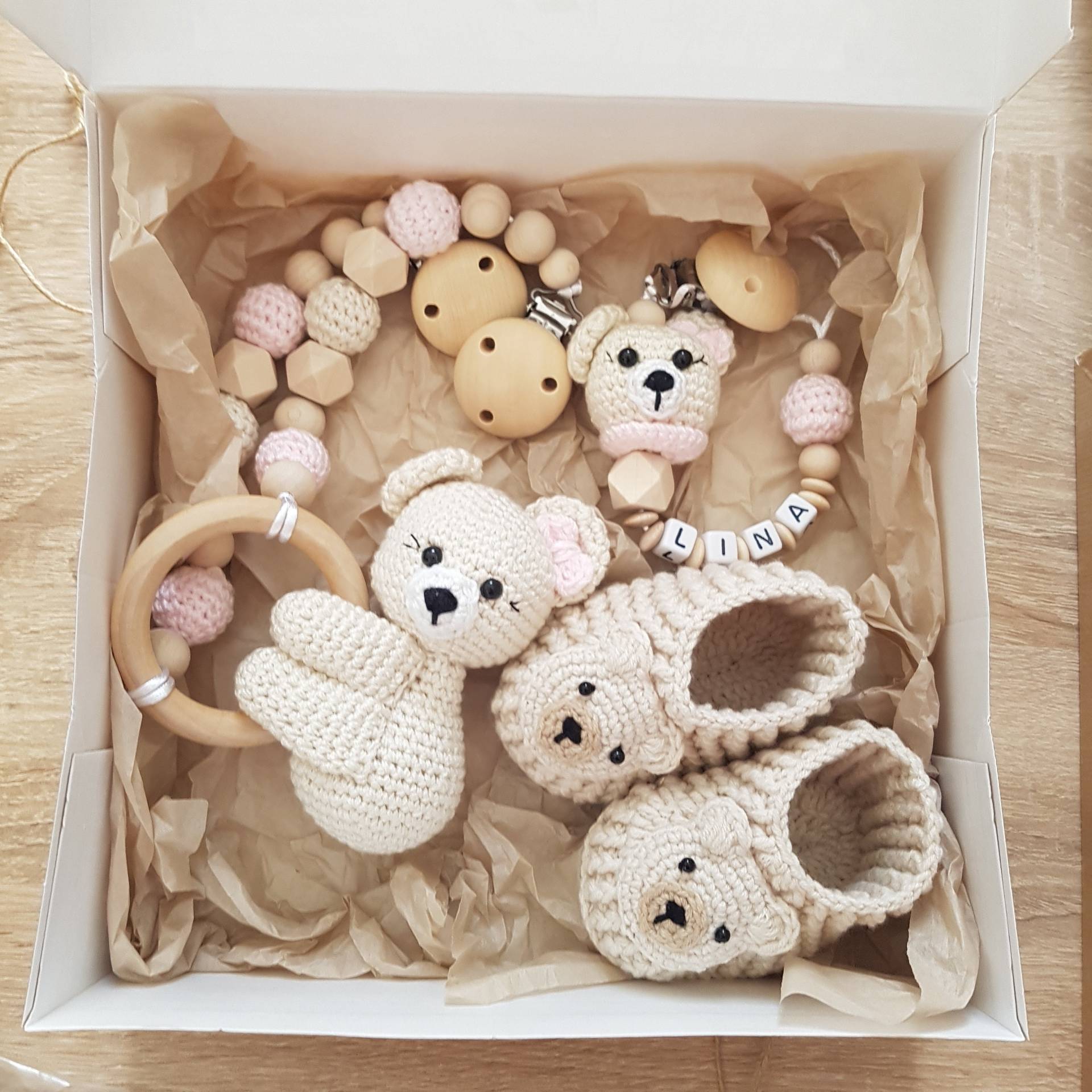 Schnullerkette Mit Namen, Kinderwagenkette Mädchen Bär, Personalisierte Schnullerkette, Babyschuhe, Babygeschenke Zur Geburt von Etsy - SchnullerkettenHaSi