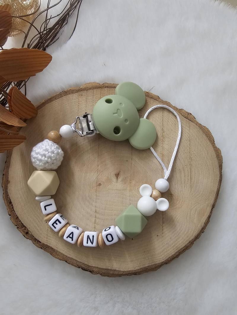 Schnullerkette Mit Namen Micky Maus Schwarz | Schnullerband von Etsy - SchnullerkettenHaSi