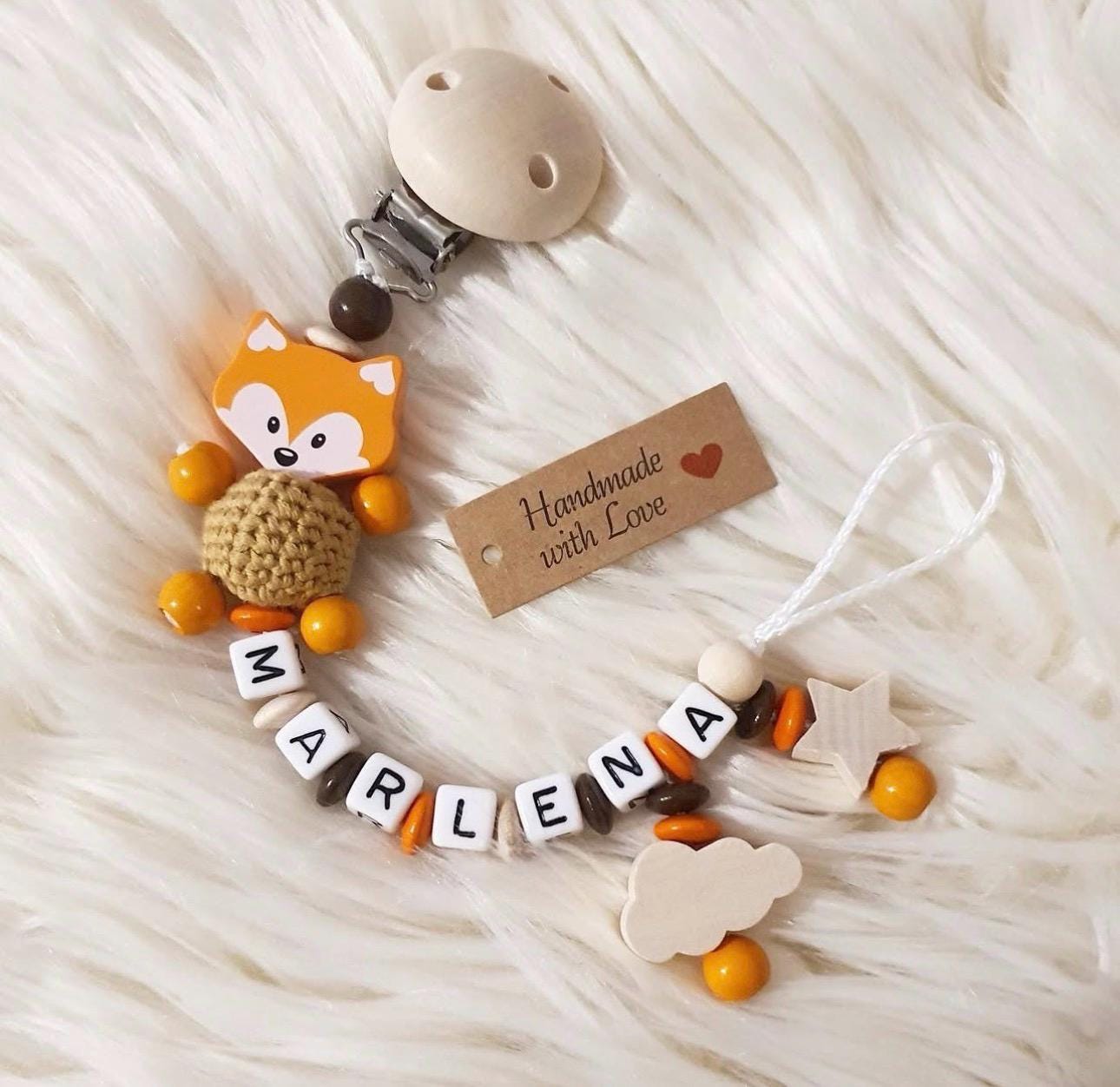 Schnullerkette Fuchs Stern Herz Personalisiert Schnullerkette Fuchs Stern Herz Personalisiert von Etsy - Schnullerkettendream