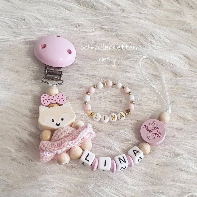 Schnullerkette Personalisiert Mit Namen Armband Set Stern Herz Krone Fuchs von Etsy - Schnullerkettendream