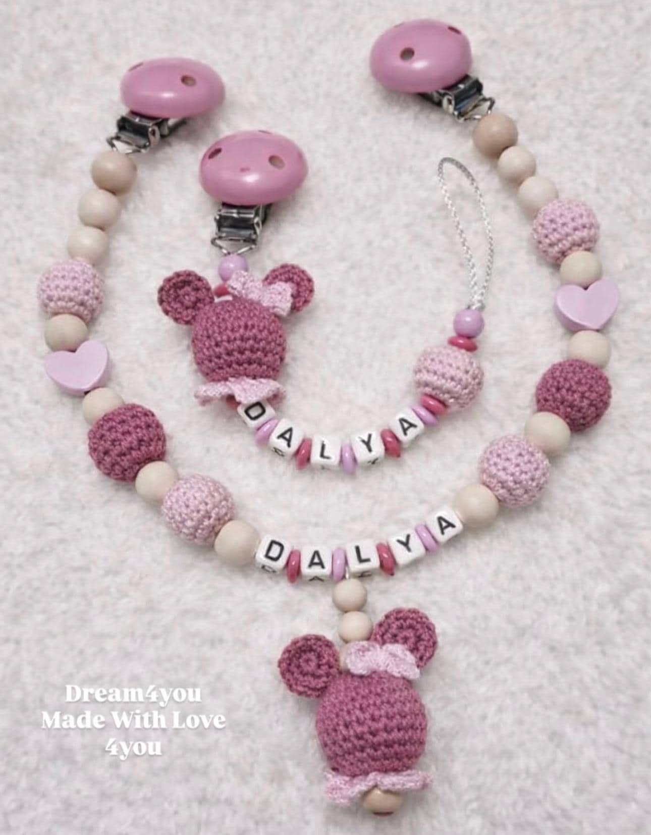 Schnullerkette Und Kinderwagenketten Set Personalisiert Mit Namen Herz Schleife Maus Schnullerkette Und Kinderwagenketten Set Personalisiert Mit Namen Herz Schleife Maus von Etsy - Schnullerkettendream
