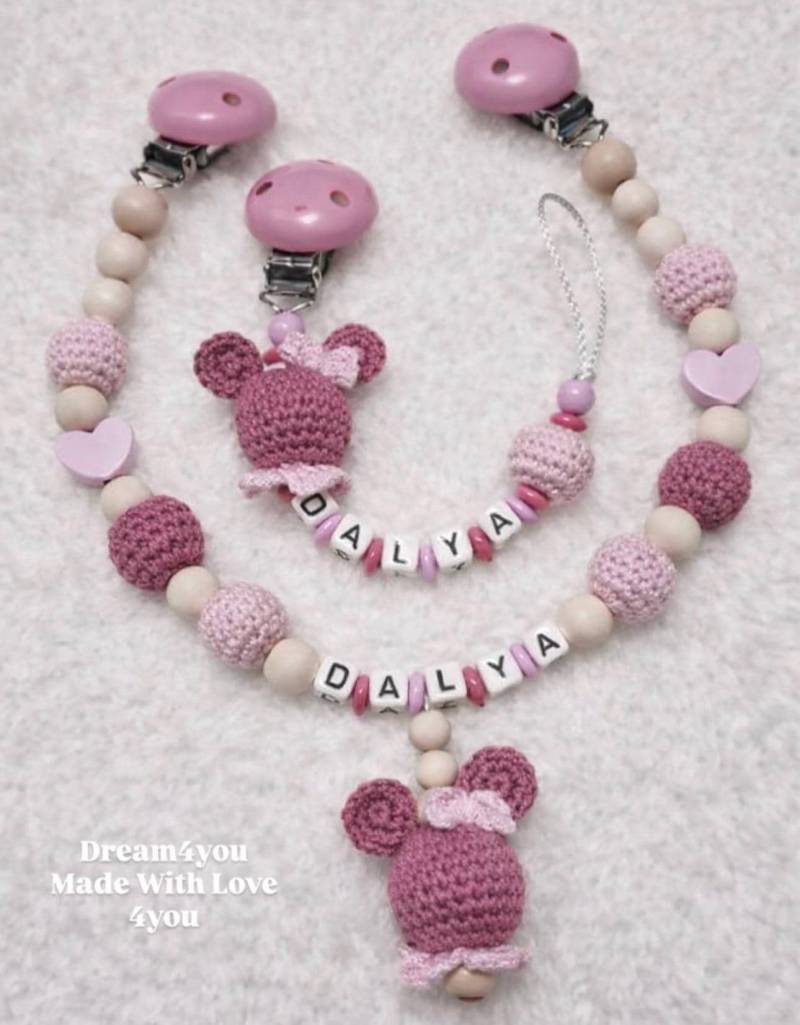 Schnullerkette Und Kinderwagenketten Set Personalisiert Mit Namen Herz Schleife Maus Schnullerkette Und Kinderwagenketten Set Personalisiert Mit Namen Herz Schleife Maus von Etsy - Schnullerkettendream