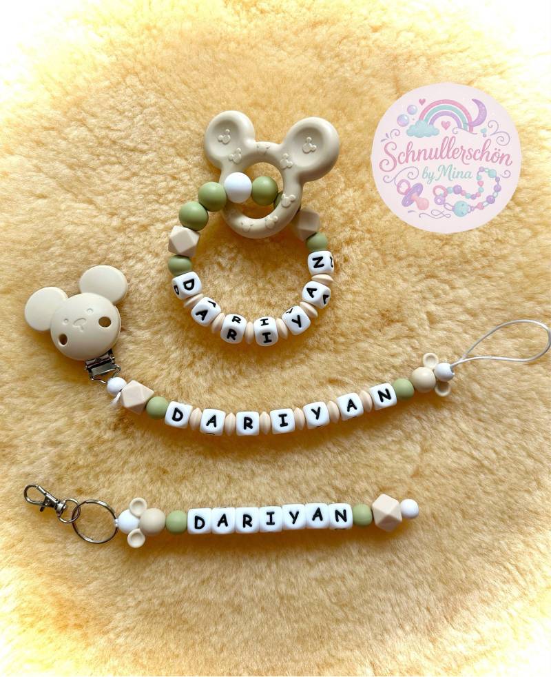 Baby-Set Handgemachte Schnullerkette Greifling Personalisiert, Babygeschenk von Etsy - Schnullerschoen