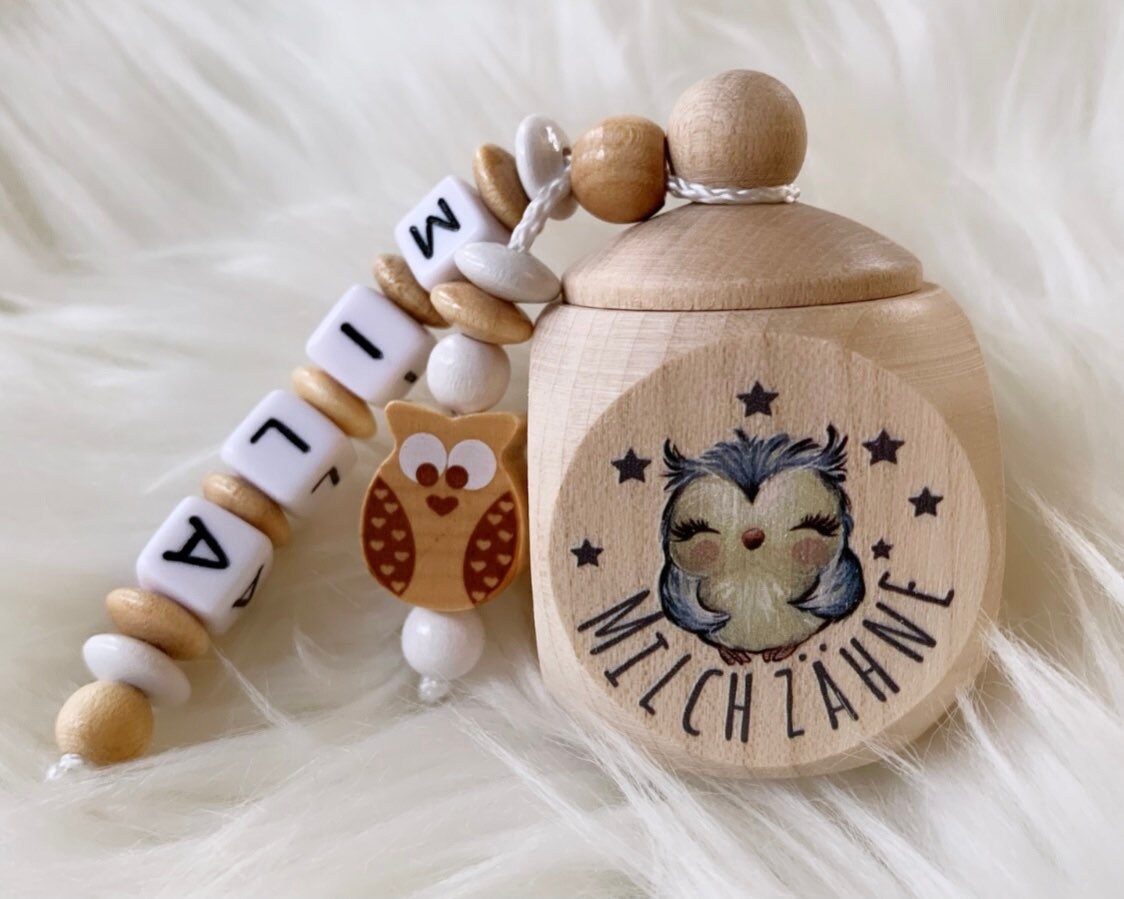 Milchzahndose Eule Für Die Aufbewahrung Der Ersten Zähne von Etsy - Schnulliattack