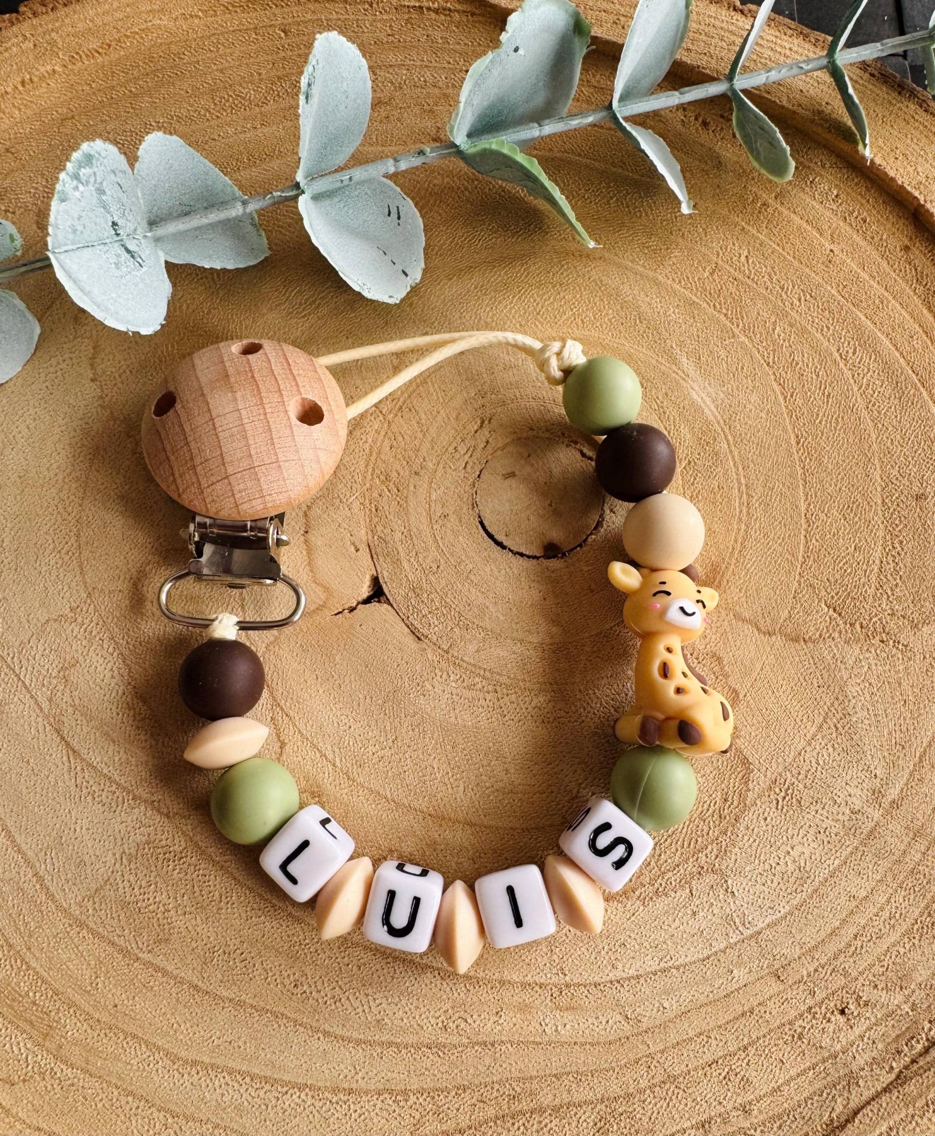 Schnullerkette Giraffe Khaki Natur Braun Mit Namen von Etsy - Schnulliecke