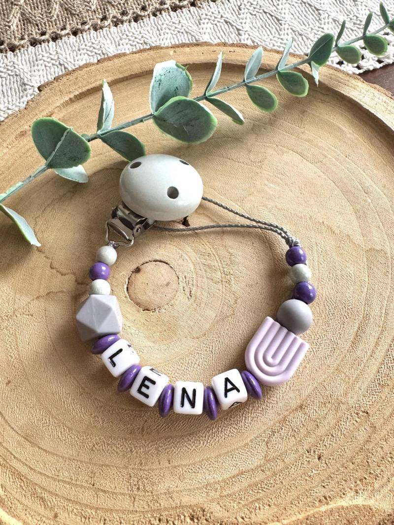 Schnullerkette Lila Flieder Mit Namen Personalisierbar Fuchs von Etsy - Schnulliecke