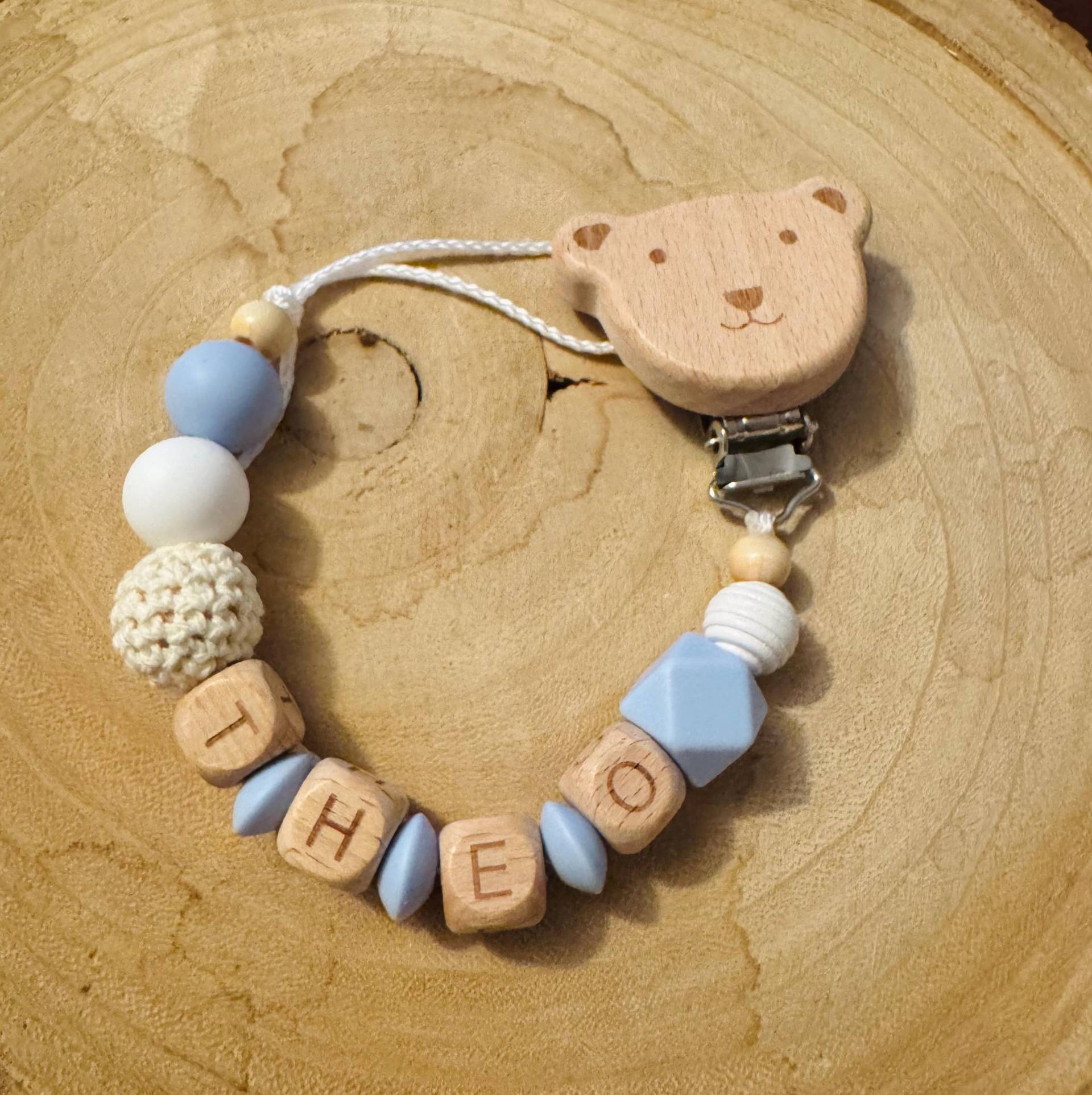 Schnullerkette Natur Grau Blatt Mit Namen von Etsy - Schnulliecke