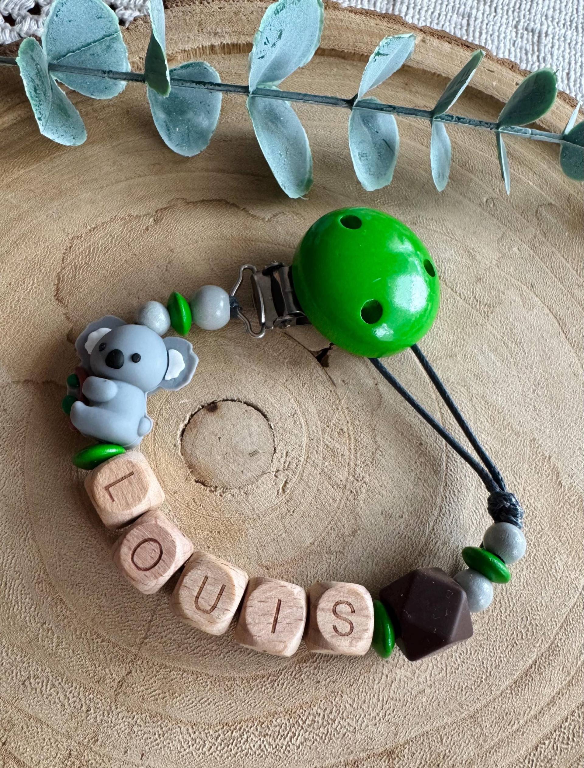 Schnullerkette Natur Grün Koala Mit Namen von Etsy - Schnulliecke