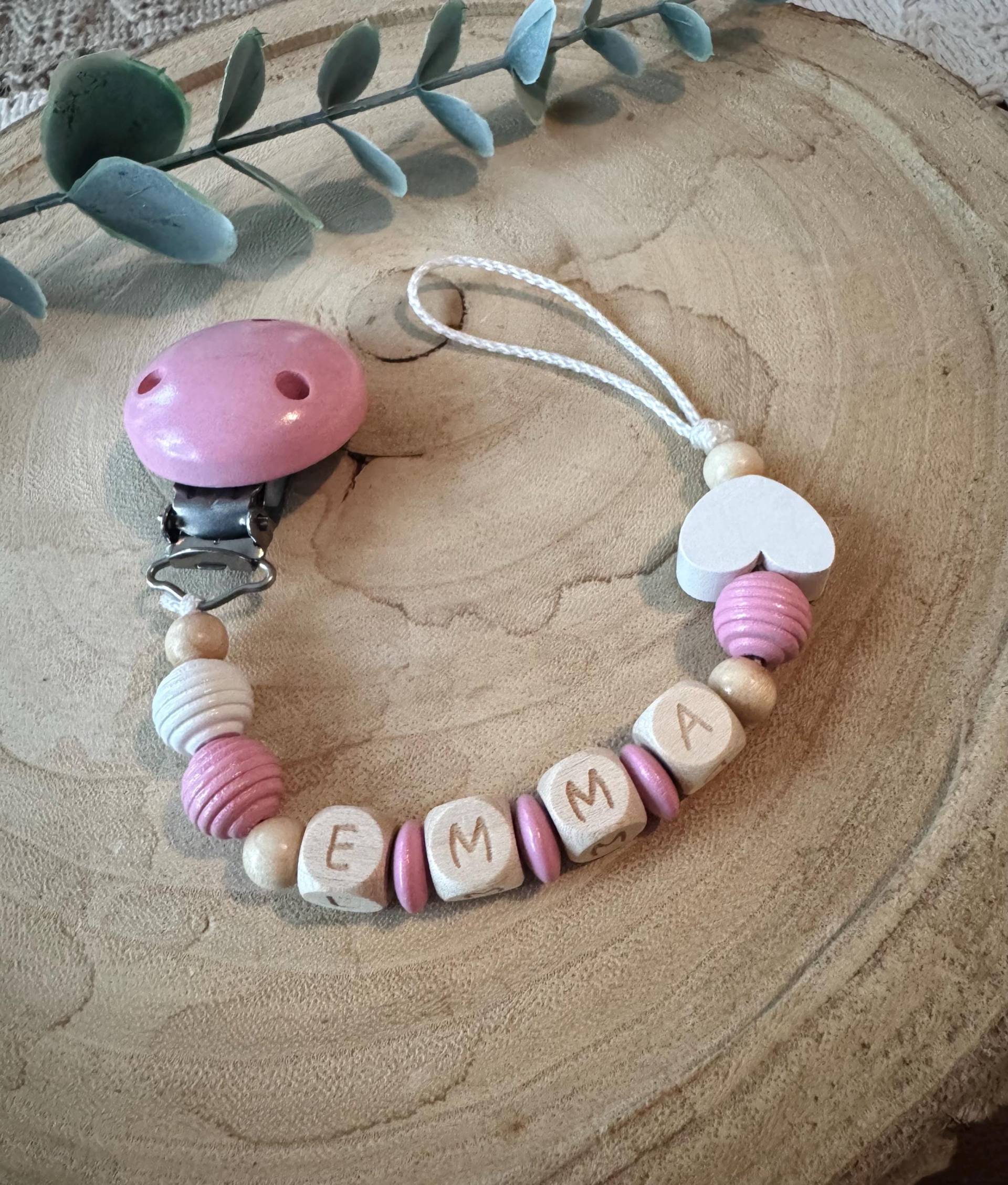 Schnullerkette Natur Rosa Mit Namen Schnullerkette Natur Rosa Mit Namen von Etsy - Schnulliecke