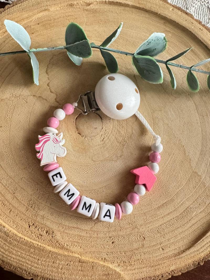 Schnullerkette Rosa Weiß Mit Namen Einhorn Krone von Etsy - Schnulliecke