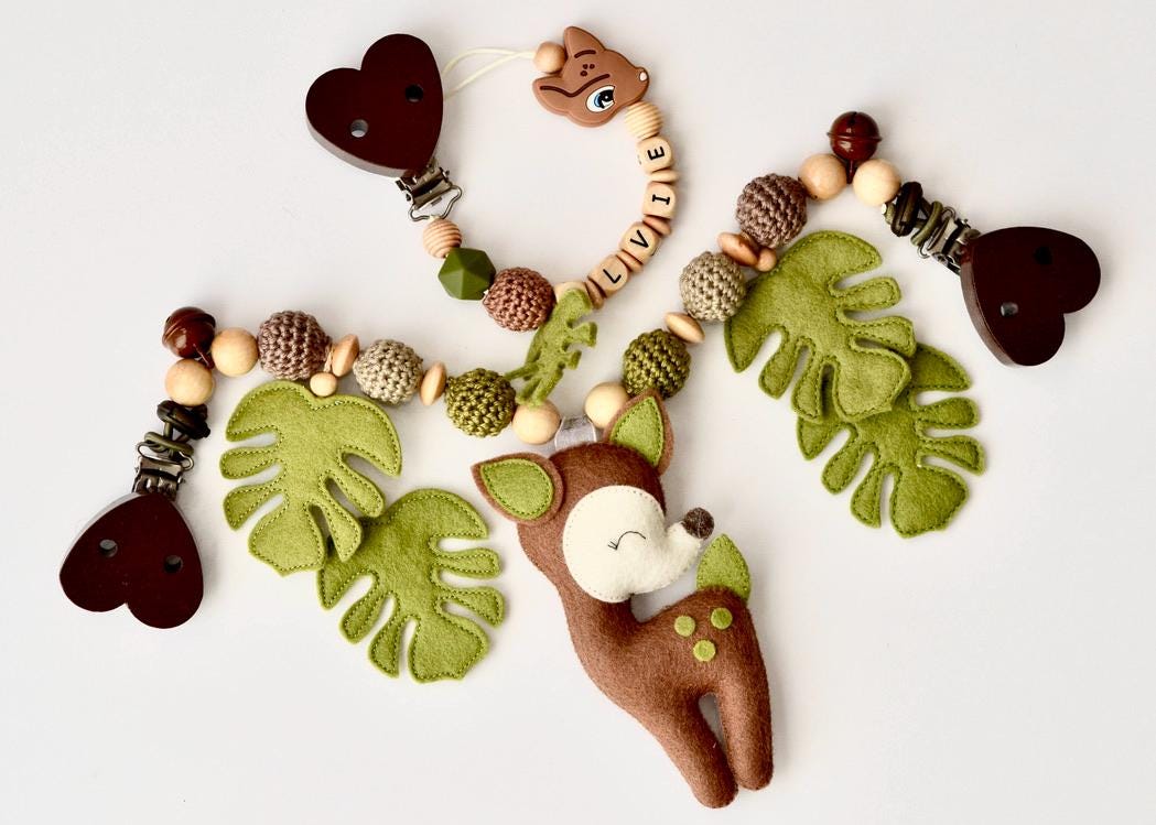 2Er Set „Rehkitz" Kinderwagenkette Und Schnullerkette, Schnullerkette Personalisiert Reh, Kingerwagenkette Reh von Etsy - SchoeffBoutique