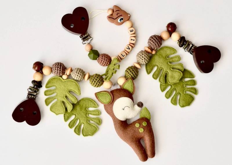 2Er Set „Rehkitz" Kinderwagenkette Und Schnullerkette, Schnullerkette Personalisiert Reh, Kingerwagenkette Reh von Etsy - SchoeffBoutique