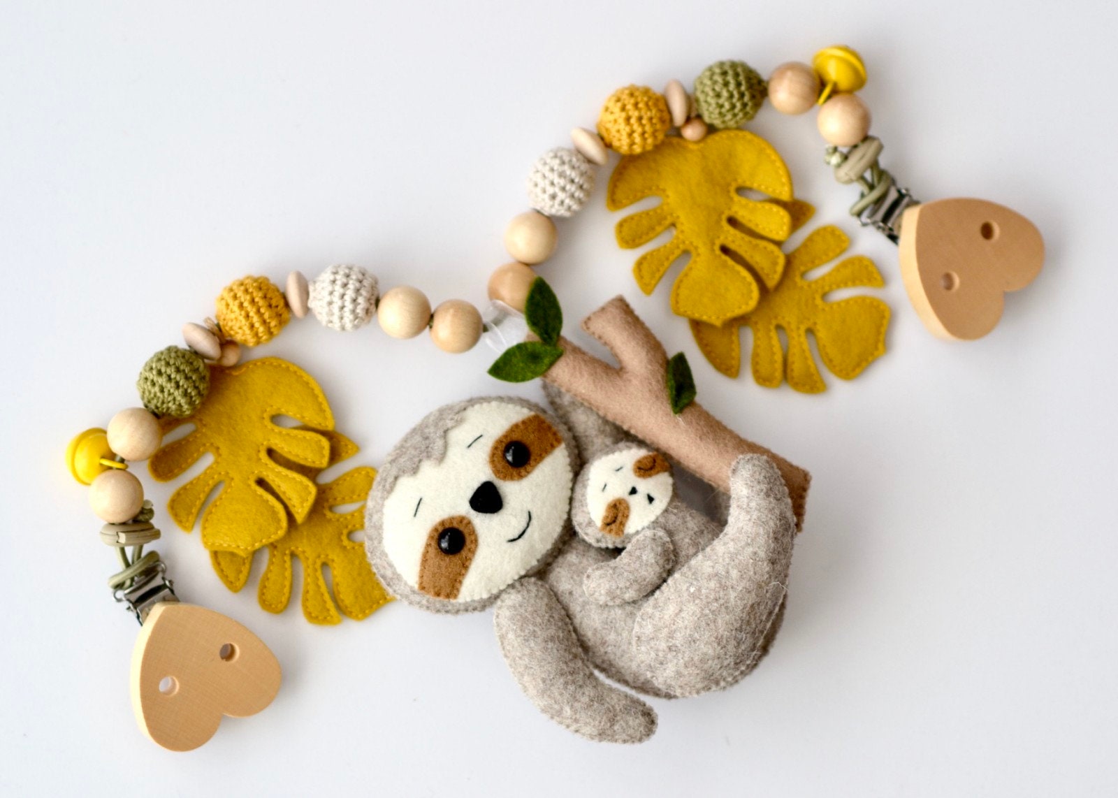 Kinderwagenkette Faultier Monstera Blatt Kinderwagenkette Faultier Monstera Blatt von Etsy - SchoeffBoutique