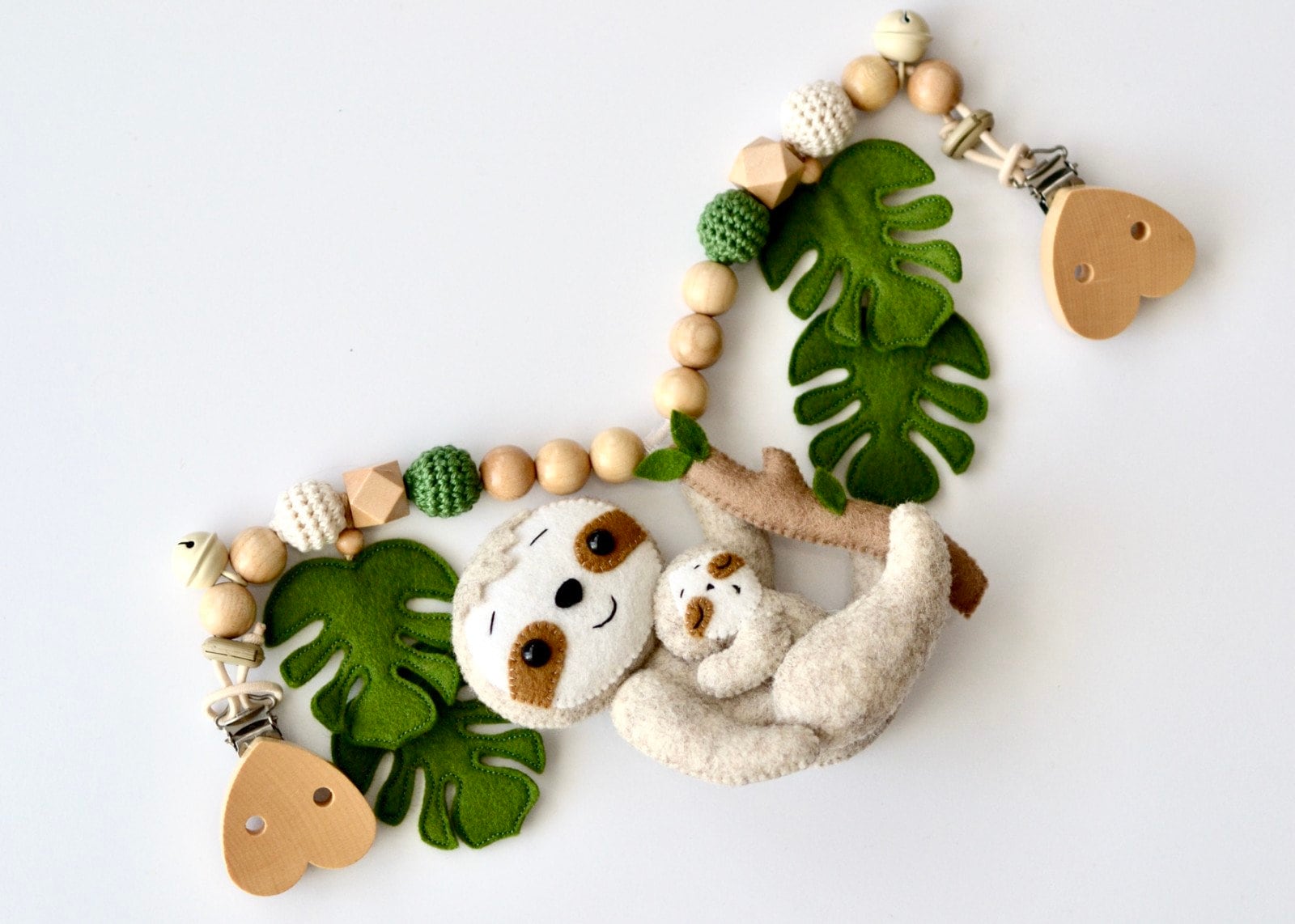 Kinderwagenkette Faultier Monstera Blatt Kinderwagenkette Faultier Monstera Blatt von Etsy - SchoeffBoutique