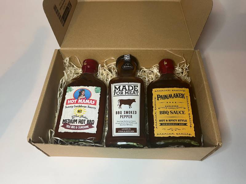 Trio Of Bbq Sauces Gift Box | Burger Sauce & Seasoning Geschenken Fathers Day von Etsy - ScottsBoxShop