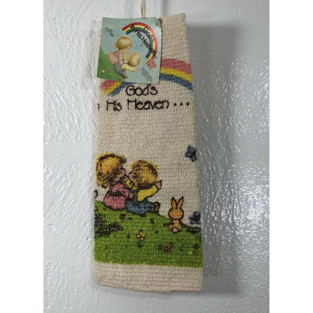 Nos Kanone "God Es in His Heaven" Waschtuch Regenbogen Kinder von Etsy - SeamsSewVintage2