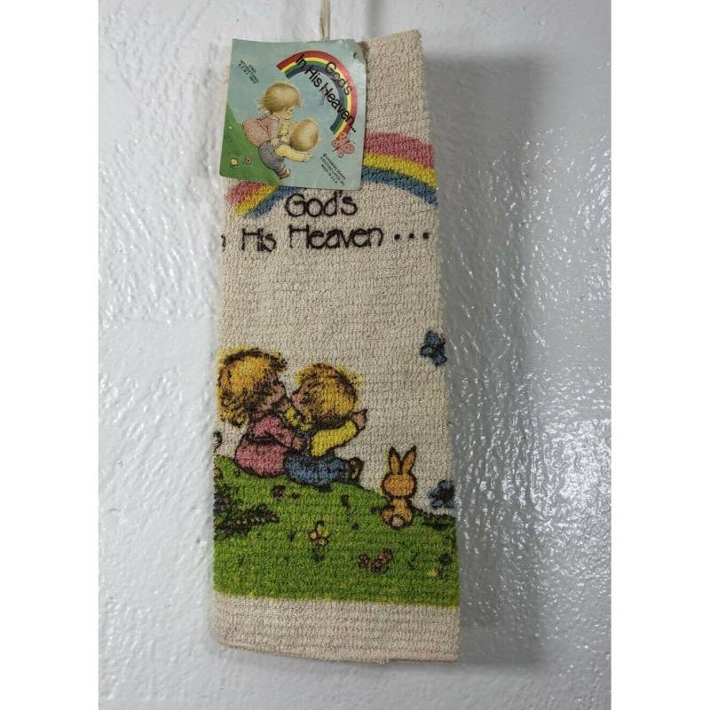 Nos Kanone "God Es in His Heaven" Waschtuch Regenbogen Kinder von Etsy - SeamsSewVintage2