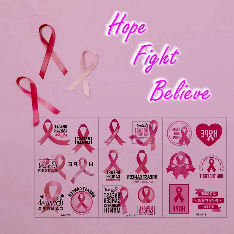 3-Teiliges Set Rosa Band Brustkrebs Bewusstsein Temporäre Tattoos Niemals Aufgeben Hoffnung Kämpfen Glauben Liebe Taille Arm Hals Wsaseries von Etsy - SeasonSticker