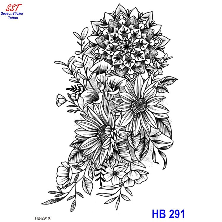 Blumen Vögel Schlange Schwert Sonnenblume Rose Daisy Kreuz Körper Taille Arm Temporäre Kunst Tattoos Tlhb von Etsy - SeasonSticker