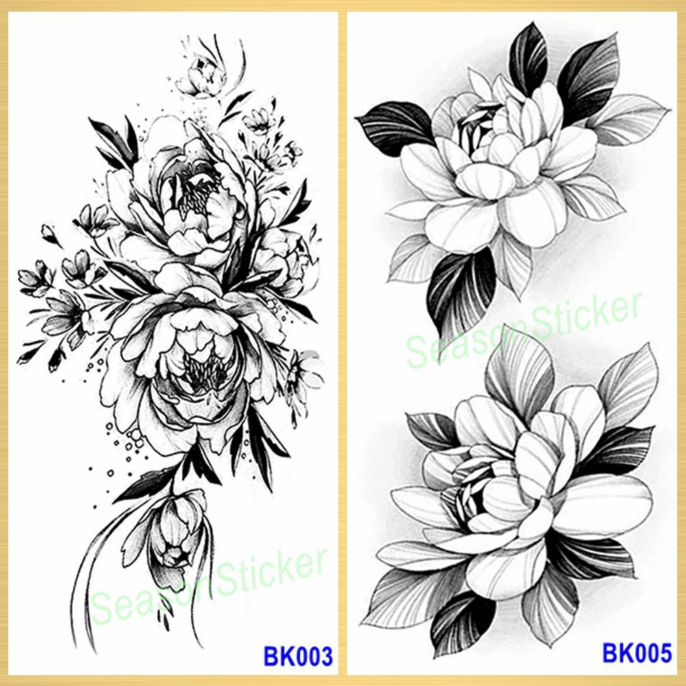 Schwarz Skizze Halbmond Blume Schmetterling Schlange Rosen Gänseblümchen Sonnenblume Blatt Körper Taille Arm Hals Temporäre Kunst Tattoos Bkseries Schwarz Skizze Halbmond Blume Schmetterling Schlange Rosen Gänseblümchen Sonnenblume Blatt Körper Taille Arm Hals Temporäre Kunst Tattoos Bkseries von Etsy - SeasonSticker
