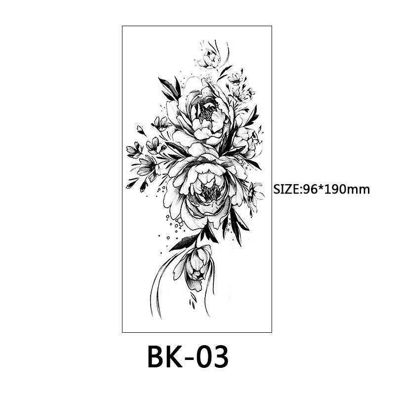 Schwarz Skizze Libelle Sonnenblume Rose Blume Abstrakte Grafik Figur Pistole Körper Taille Arm Hals Temporäre Kunst Tattoos Bsk4 von Etsy - SeasonSticker