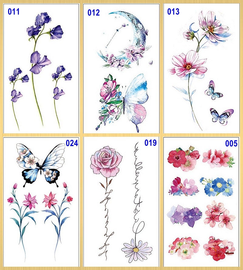 Set Von 6 Blätter Schmetterling Mond Daisy Rose Lotus Blume Körper Taille Arm Hals Temporäre Tattoos Xqxseries Set Von 6 Blätter Schmetterling Mond Daisy Rose Lotus Blume Körper Taille Arm Hals Temporäre Tattoos Xqxseries von Etsy - SeasonSticker