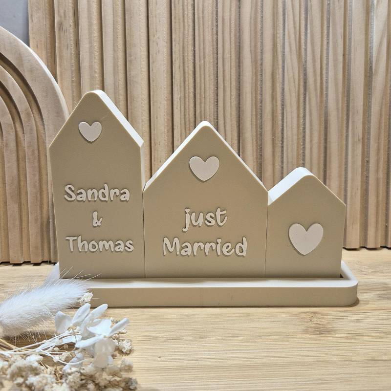 Geschenk Hochzeit Personalisiert | Just Married Häuserleiste Hochzeitsgeschenk von Etsy - SeelenPrints