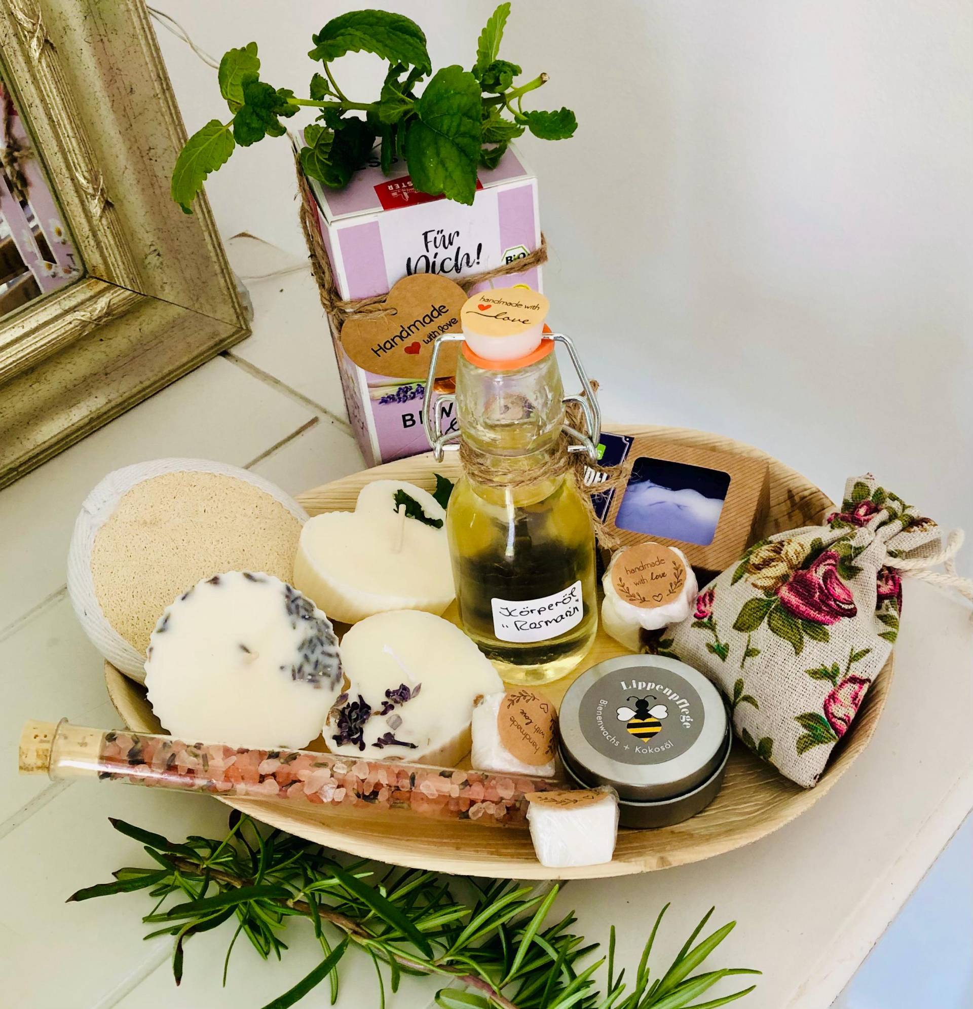 Natur Wellness Geschenk, Auszeit, Rosmarin, Lavendel, Rose Bio von Etsy - SeelenZeit