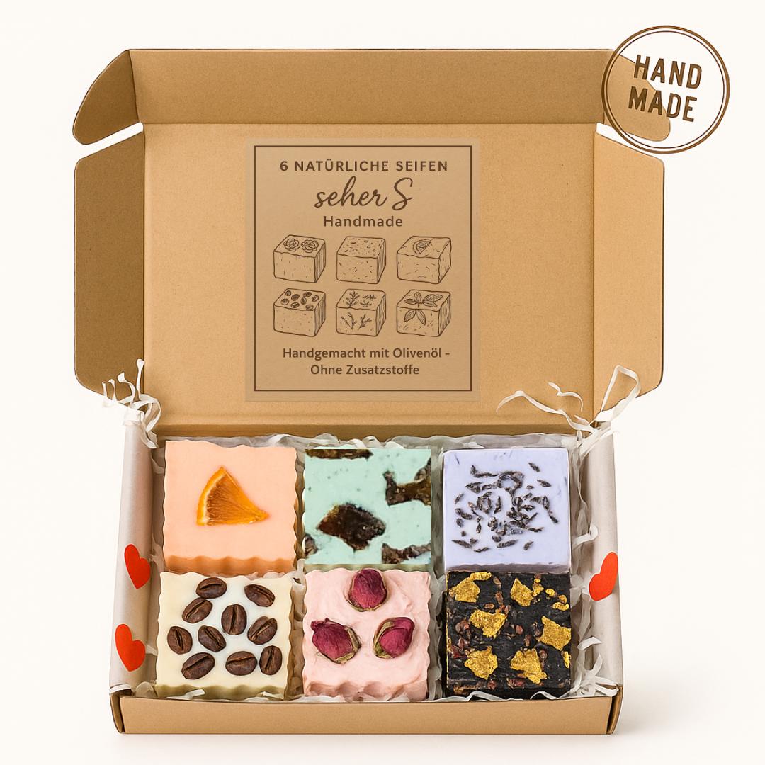 Seher's Handmade Naturseifen Set - 6 Stück Handgemacht Mit Olivenöl Geschenkset Für Damen & Herren Gesicht Und Körperpflege Vegane von Etsy - SehersGiftShop