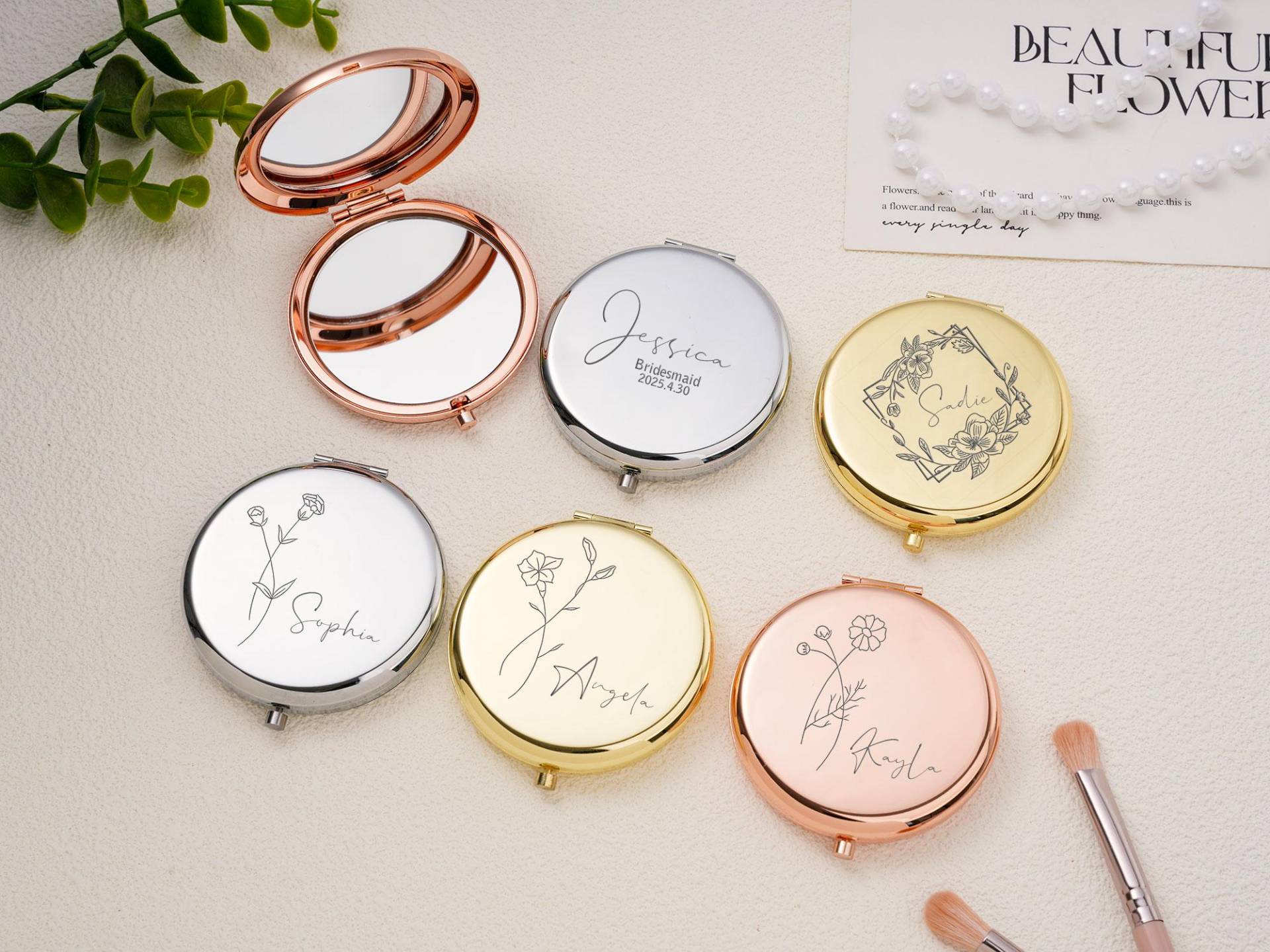 Personalized Bridesmaid Mini Makeup Mirror, Custom Engraved Wedding Favor, Bridal Party Gift, Hen Gift, Mirror Gift For Women Mother's Day Personalized Bridesmaid Mini Makeup Mirror, Custom Engraved Wedding Favor, Bridal Party Gift, Hen Gift, Mirror Gift For Women Mother's Day von Etsy - SemmlSmiles