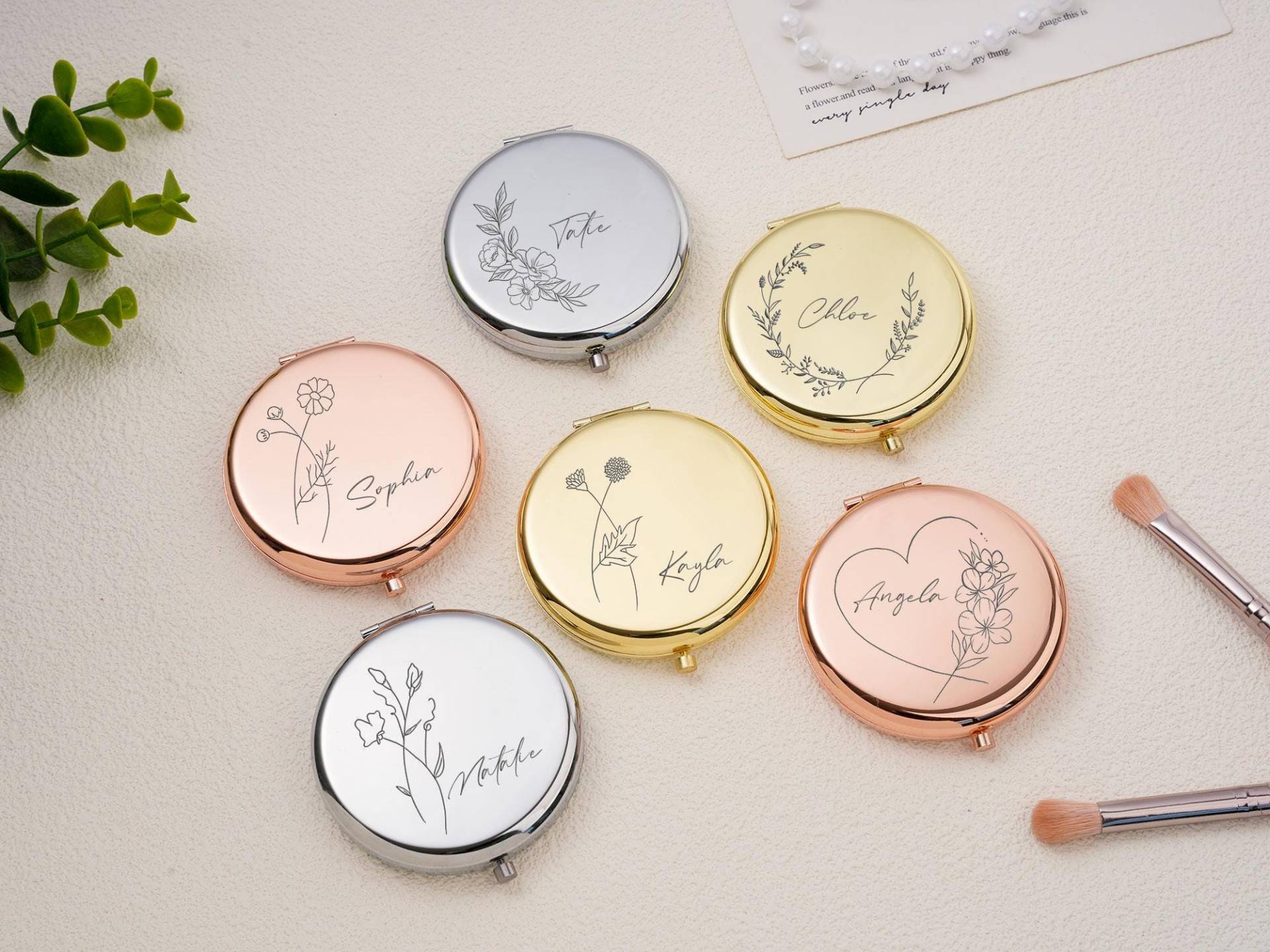 Personalized Compact Mirror With Birth Flower, Gifts For Bridesmaid Proposal & Best Friend's Birthday, Custom Gift Women, Mother's Day von Etsy - SemmlSmiles
