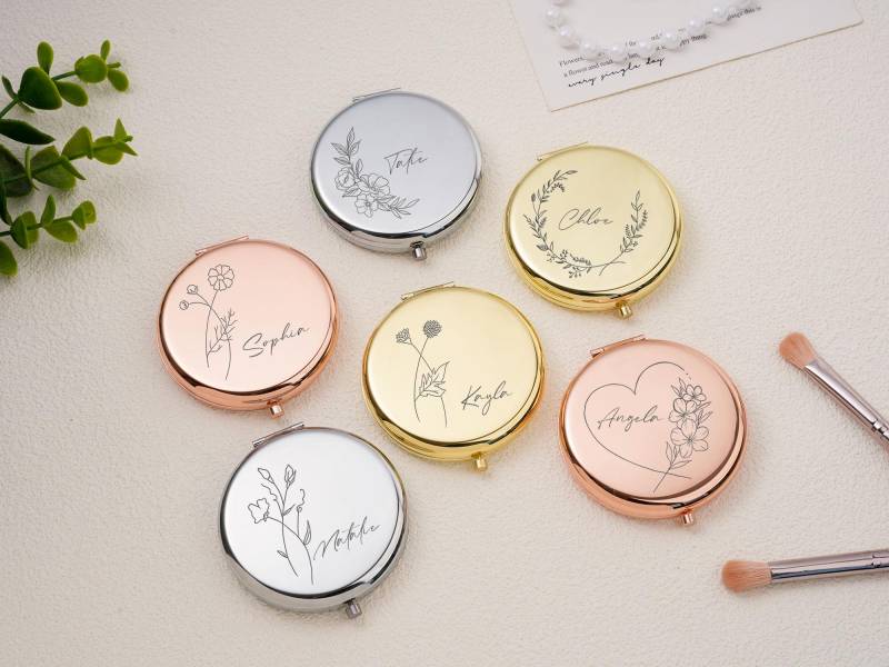 Personalized Compact Mirror With Birth Flower, Gifts For Bridesmaid Proposal & Best Friend's Birthday, Custom Gift Women, Mother's Day von Etsy - SemmlSmiles