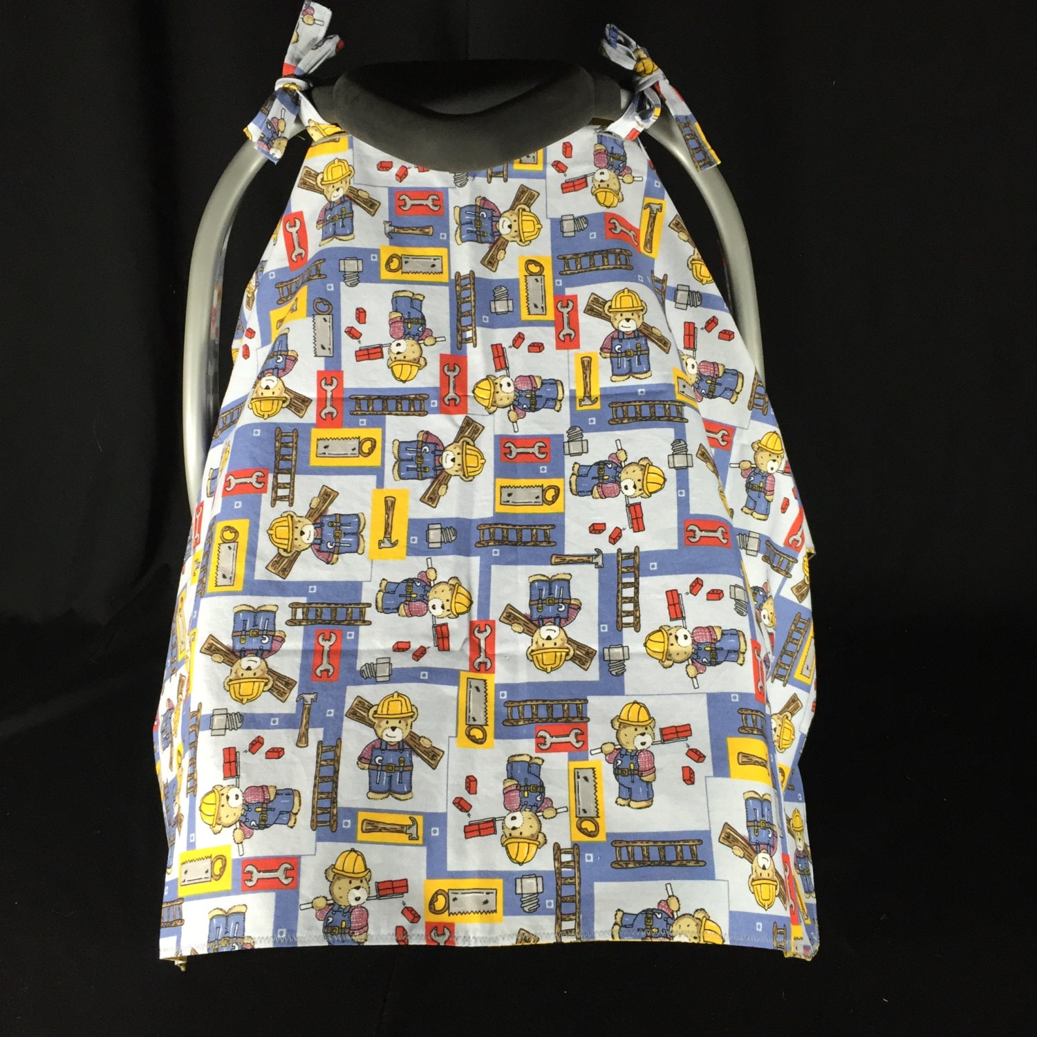 Reversible Kindersitz Baldachin - Bau Teddy Bär/Gelbe Maßband von Etsy - SewManyStitchesVT