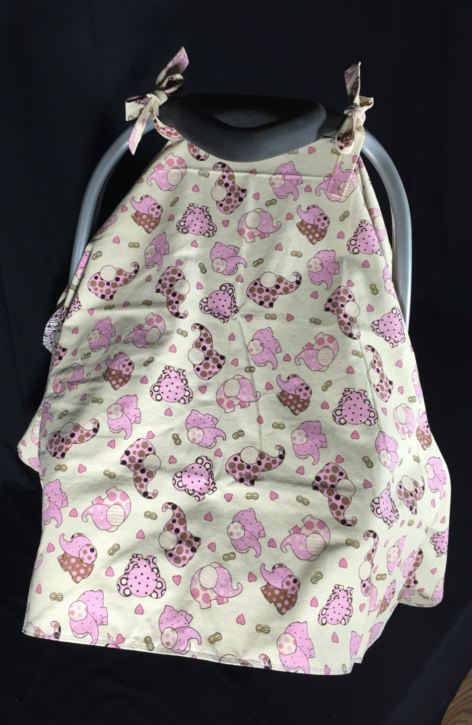 Reversible Kindersitz Baldachin - Elefanten Rosa Und Braun/Pink Braun Streifen Reversible Kindersitz Baldachin - Elefanten Rosa Und Braun/Pink Braun Streifen von Etsy - SewManyStitchesVT