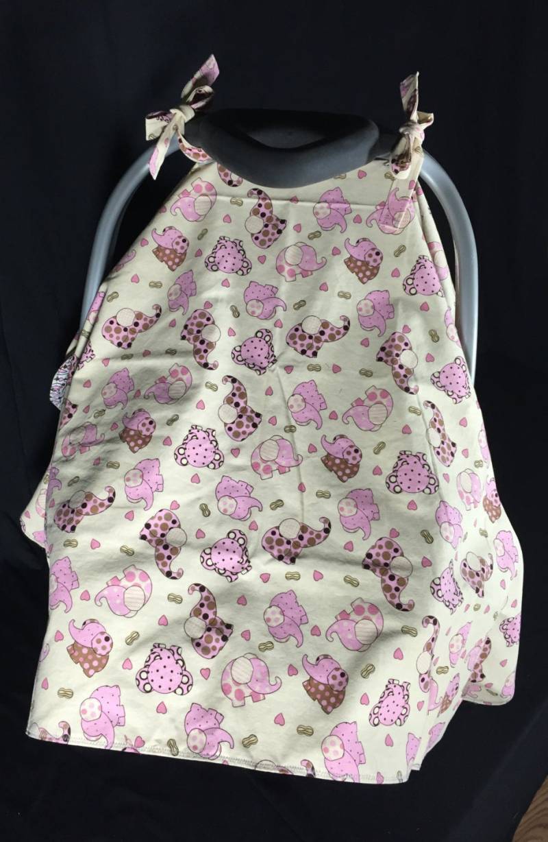 Reversible Kindersitz Baldachin - Elefanten Rosa Und Braun/Pink Braun Streifen Reversible Kindersitz Baldachin - Elefanten Rosa Und Braun/Pink Braun Streifen von Etsy - SewManyStitchesVT