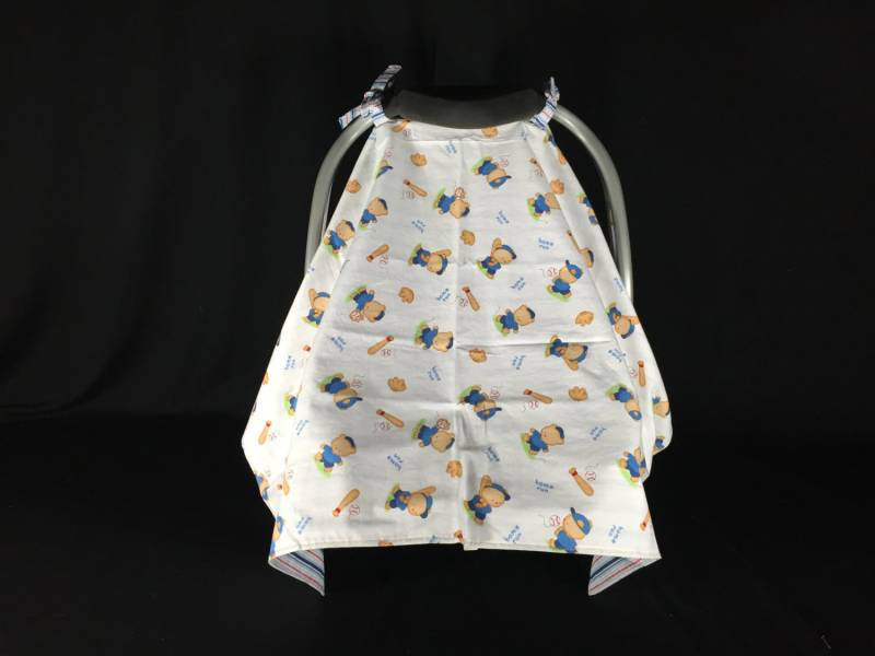 Reversible Kindersitz Baldachin - Teddybären Baseball/Baseball-stripe Reversible Kindersitz Baldachin - Teddybären Baseball/Baseball-stripe von Etsy - SewManyStitchesVT