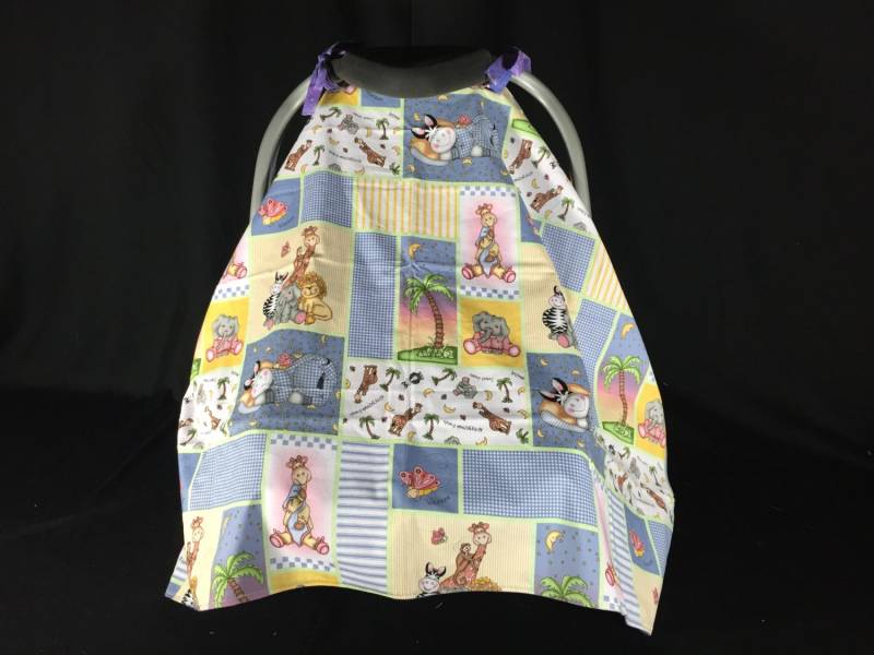 Reversible Kindersitz Canopy - Bazooples Zootiere Im Schlafanzug/Lila Mit Sternen Reversible Kindersitz Canopy - Bazooples Zootiere Im Schlafanzug/Lila Mit Sternen von Etsy - SewManyStitchesVT