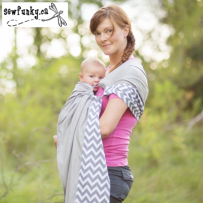 Baby Sling Ring Sewfunky Designer Verstellbare Chevron Auf Grau Zertifizierte Bio-Baumwolle-Baby-Dusche-Geschenk von Etsy - Sewfunky