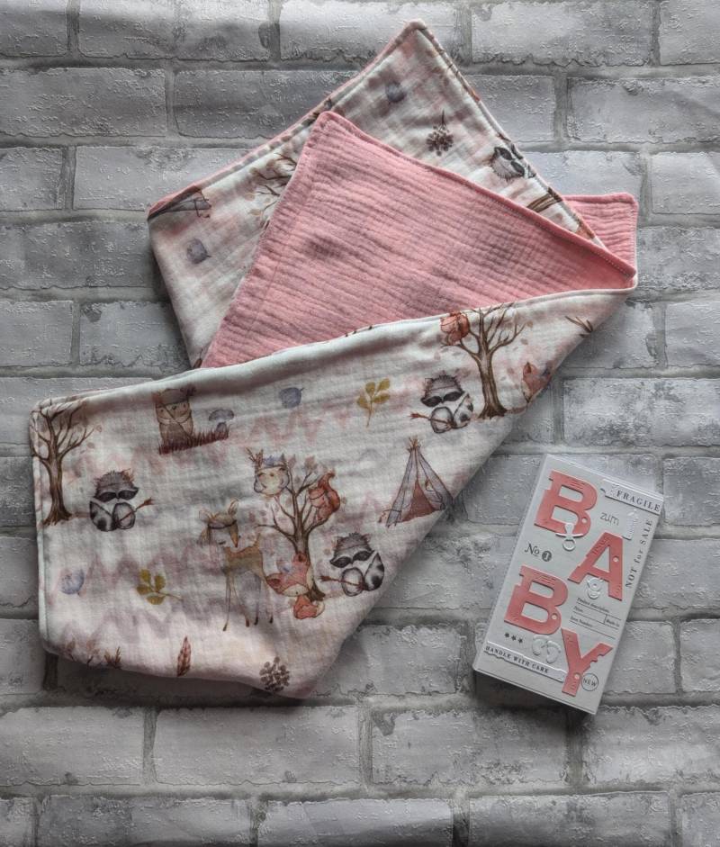 Spucktuch Aus Musselin | Sehr Weich Saugfähig Wendetuch Füchse Musselintuch Rosa Geschenk Geburt Neugeborene von Etsy - Sewyoru