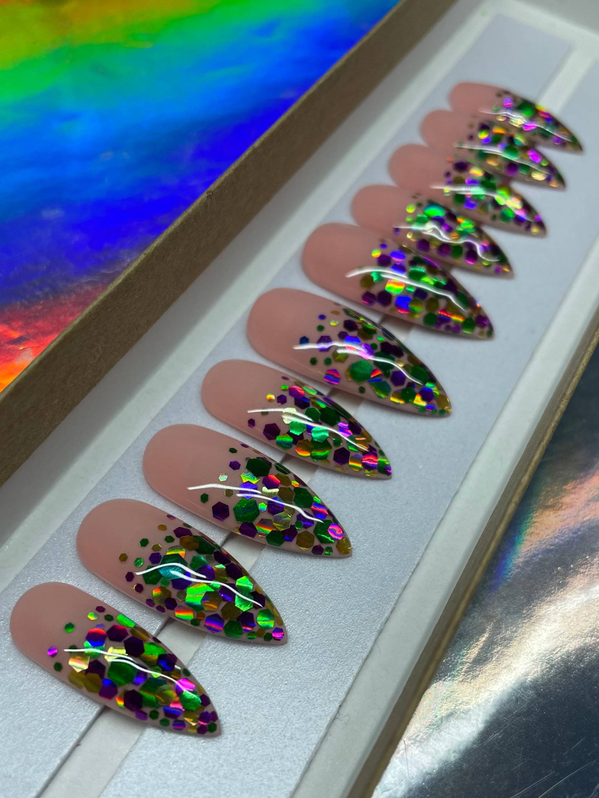 Karneval Glitter Drücken Sie Auf Die Nägel Karneval Glitter Drücken Sie Auf Die Nägel von Etsy - ShadyClawsbyDevon