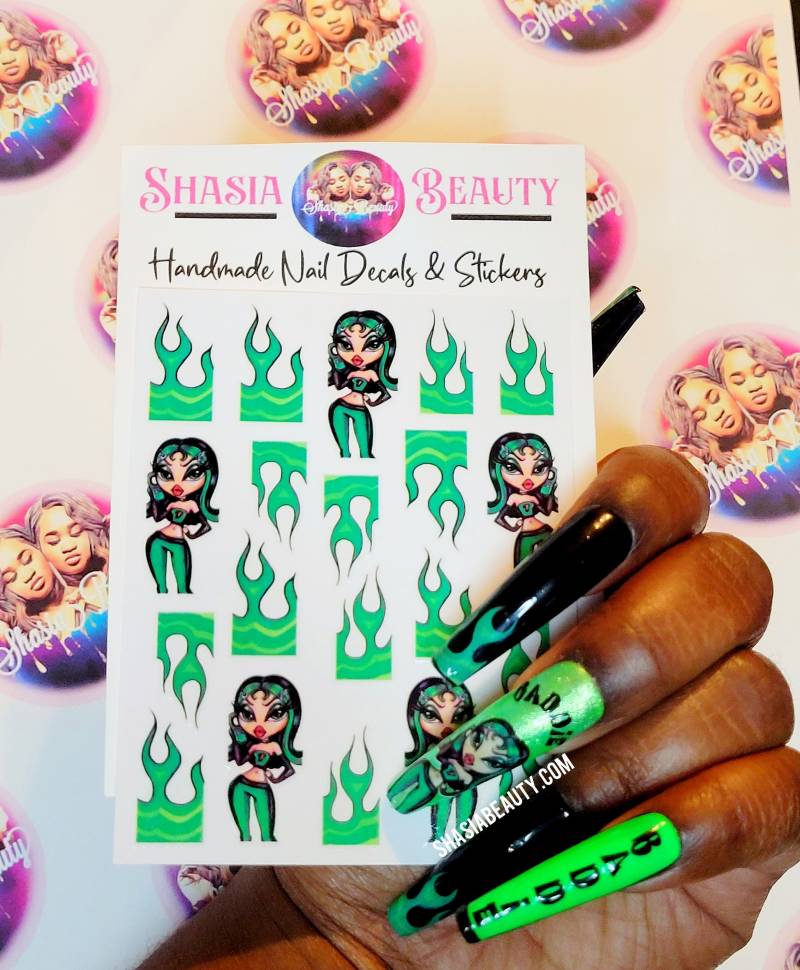 Baddie Girl Envy Nagel Sticker Oder |90S Aesthetic| Grüne Nägel von Etsy - ShasiaBeauty