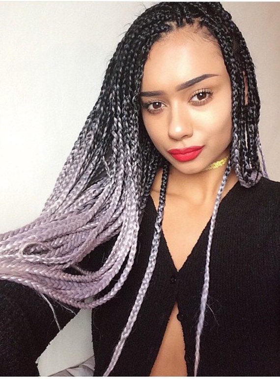 Black &grey Ombre Jumbo Zopf Haar Dip Dye Extensions 30 Zoll Box Zöpfe Seilzöpfe Gehäkelte Black &grey Ombre Jumbo Zopf Haar Dip Dye Extensions 30 Zoll Box Zöpfe Seilzöpfe Gehäkelte von Etsy - ShopCatface