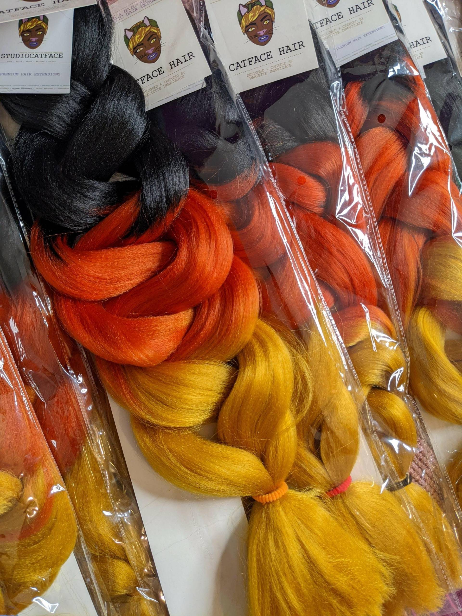 Catface Cinnamon & Caramel Ombre 30+ Inches Jumbo Flechthaar von Etsy - ShopCatface